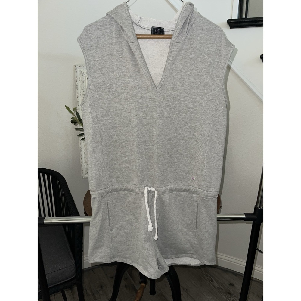 PL Movement Hooded Grey Romper Shorts Fleece Sleeveless Size X-Large